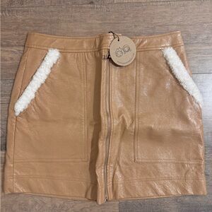 Tan Mini Skirt with White Accents